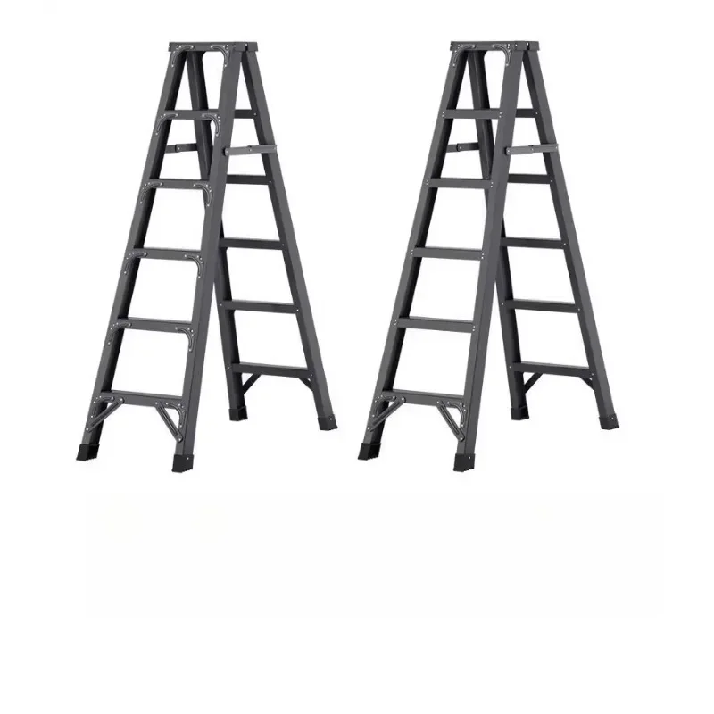 

Simple thickened folding aluminum alloy herringbone ladder multi-functional household indoor double-sided engineering extension