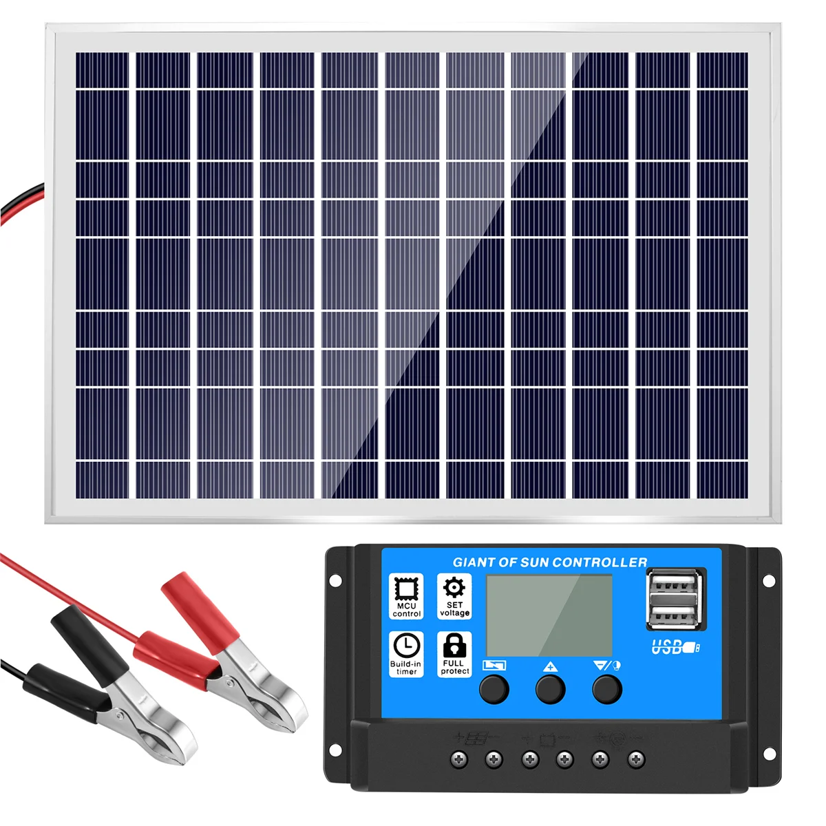 30W 12V Solar Panel Battery Charger+40A Controller for RV Car Boat Home Camping