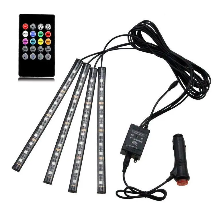 

Car Interior Light RGB LED Decorative Light Strip With USB Wireless Remote Music Control Multiple Modes Car foot ambient light