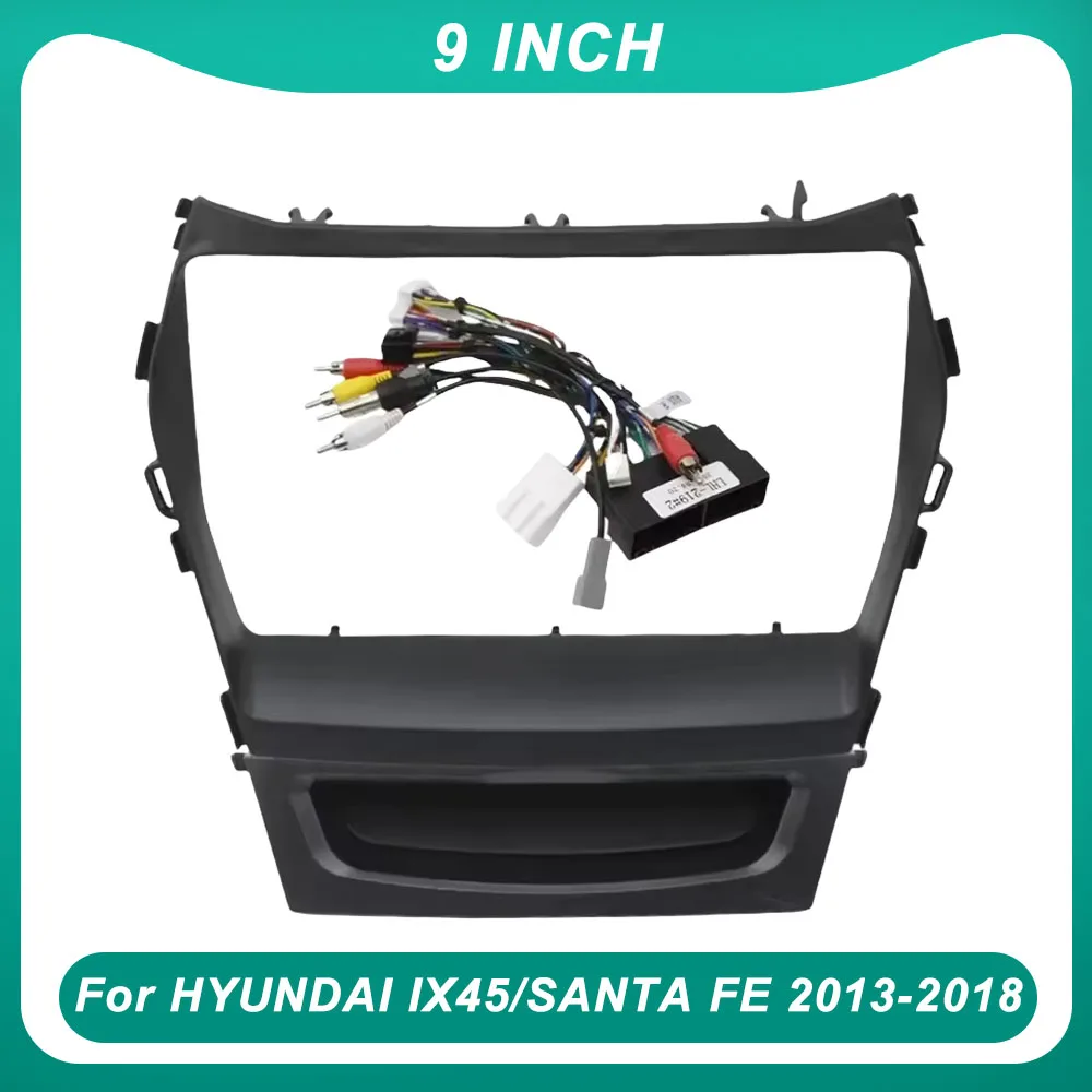 9 Inch Car DVD Frame Audio Dash Trim Kits Facia Radio Player screen 2 DiN For HYUNDAI IX45 / SANTA FE 2013-2018 Stereo Panel