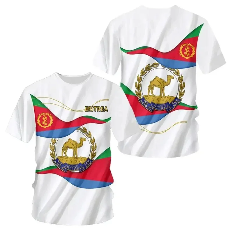 Unisex África País Eritreia Bandeira 3D T-shirt impressão, Leão T-shirt retro colorido, Verão Casual engraçado mangas curtas, Tee Top infantil, 3dPrint