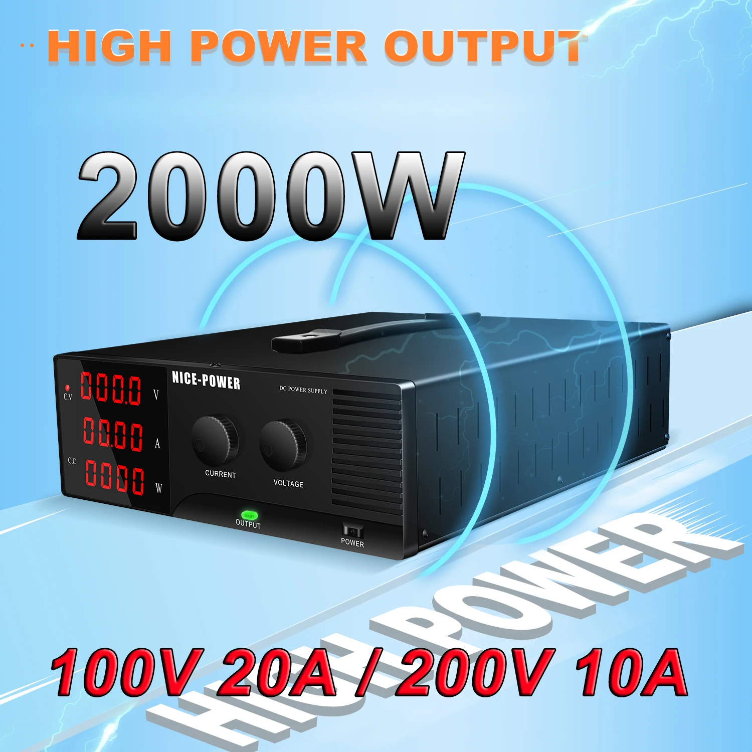 2000W Super High-Power DC Programmable Power Supply 200V 10V Adjustable Lab Bench Power Source Converter Voltage Regulator 1500W