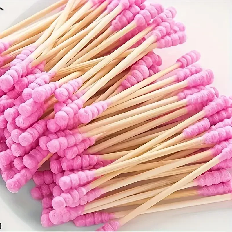 100Pcs Disposable Cotton Swab Earpick Ear Cleaner Applicator Bamboo Handle Removing Tools Micro Brushes Wood Buds Swabs