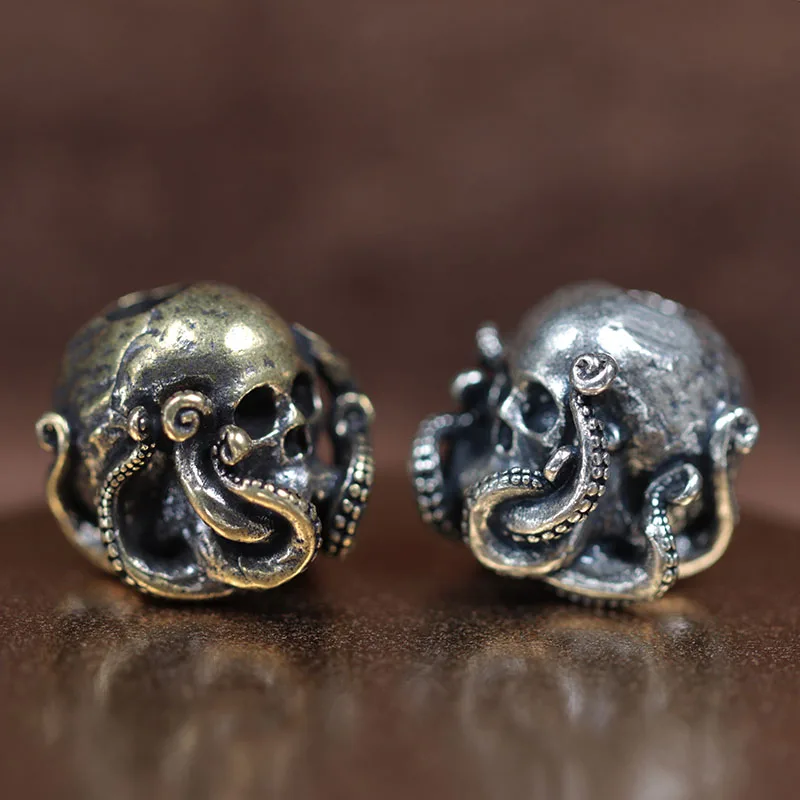 Skull Head Octopus Brass Knife Beads Outdoor EDC Umbrella Rope Pendants DIY Paracord Bracelets Accessories Lanyard Punk Hangings