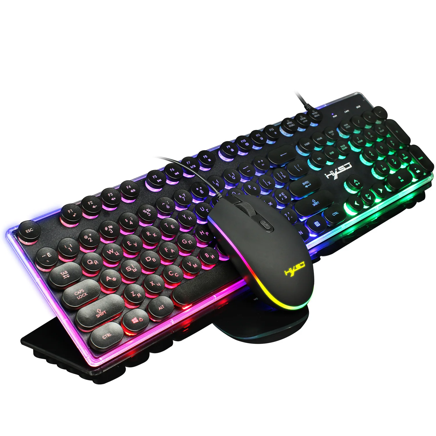 V300 Russian Backlit Game Keyboard Set RGB Luminous Mouse Wired