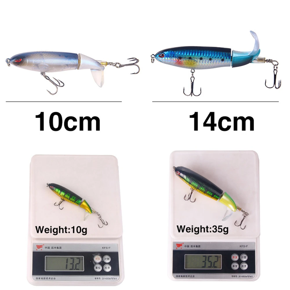 Topwater Whopper Popper Lure, Isca Artificial, Hard Plopper, Cauda Rotativa Suave, Equipamento de Pesca, 10cm, 14cm