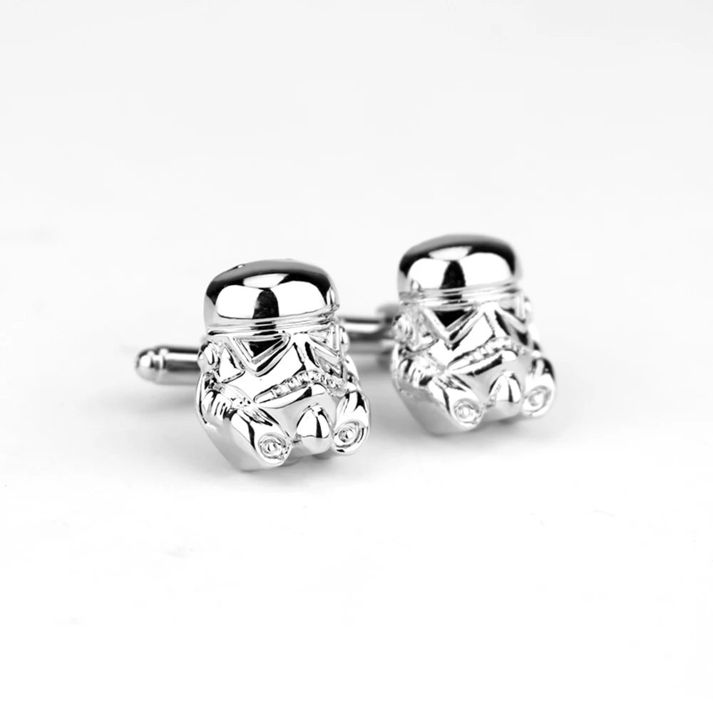 War Star Cufflinks Galactic Empire Imperial Stormtrooper Enamel Mask Shirt Cuff Buttons Cufflinks Jewelry