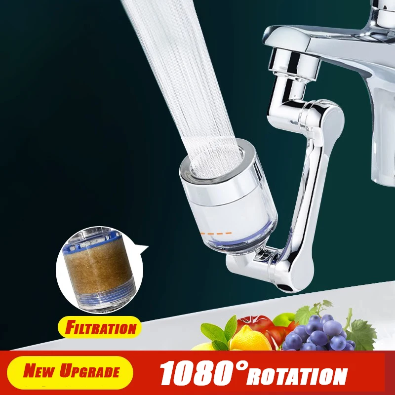 1080 ° Rotatable Extension Conventional Filter Faucet Nozzle Universal Bathroom Faucet Extension Adapter Aerator Faucet Extender