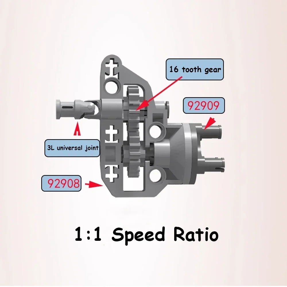 MOC Tech Parts Suspension Steering Hub Portal Axle Housing Drive Combination 12:20 1:1 Speed Ratio Building Blocks 92908 92909