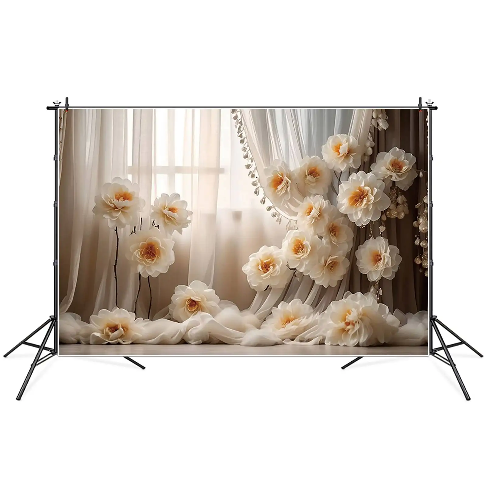 MOON.QG Drapes Flower Wall Bohemian Style Background Wedding Birthday Flower Backdrop Party Decoration Photography Accessories