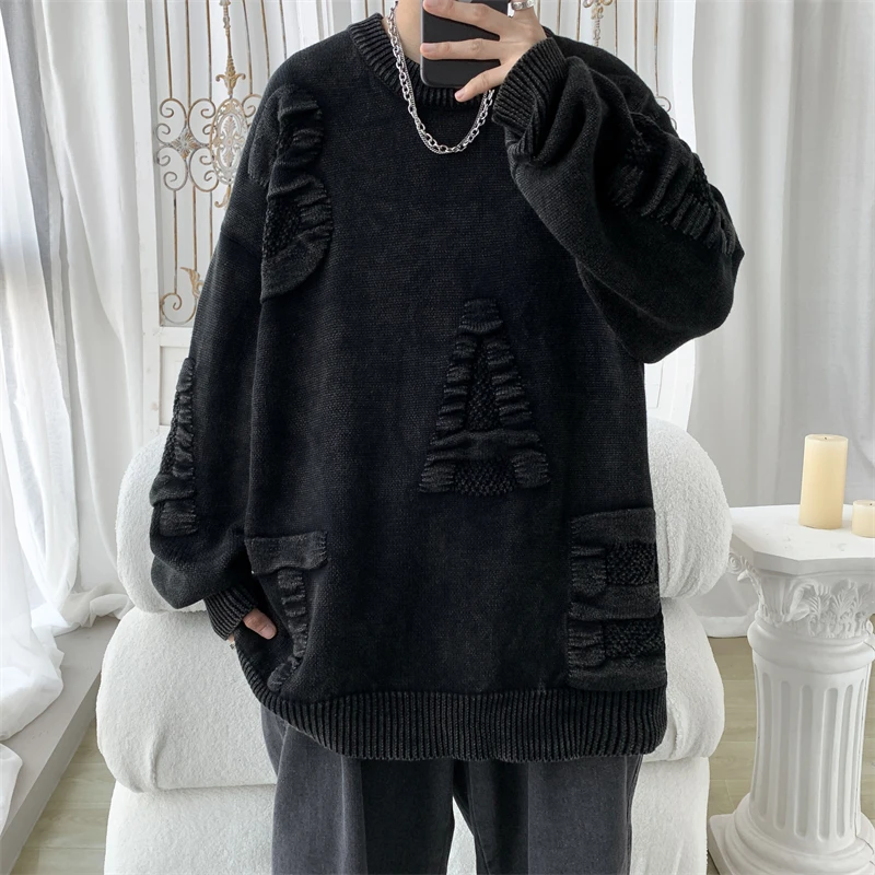 

Korean Popular Clothes Knitwear Luxury Clothing Solid Sweater Male Jumper New in Sweaters Pullover Knit Men's Winter Sweater