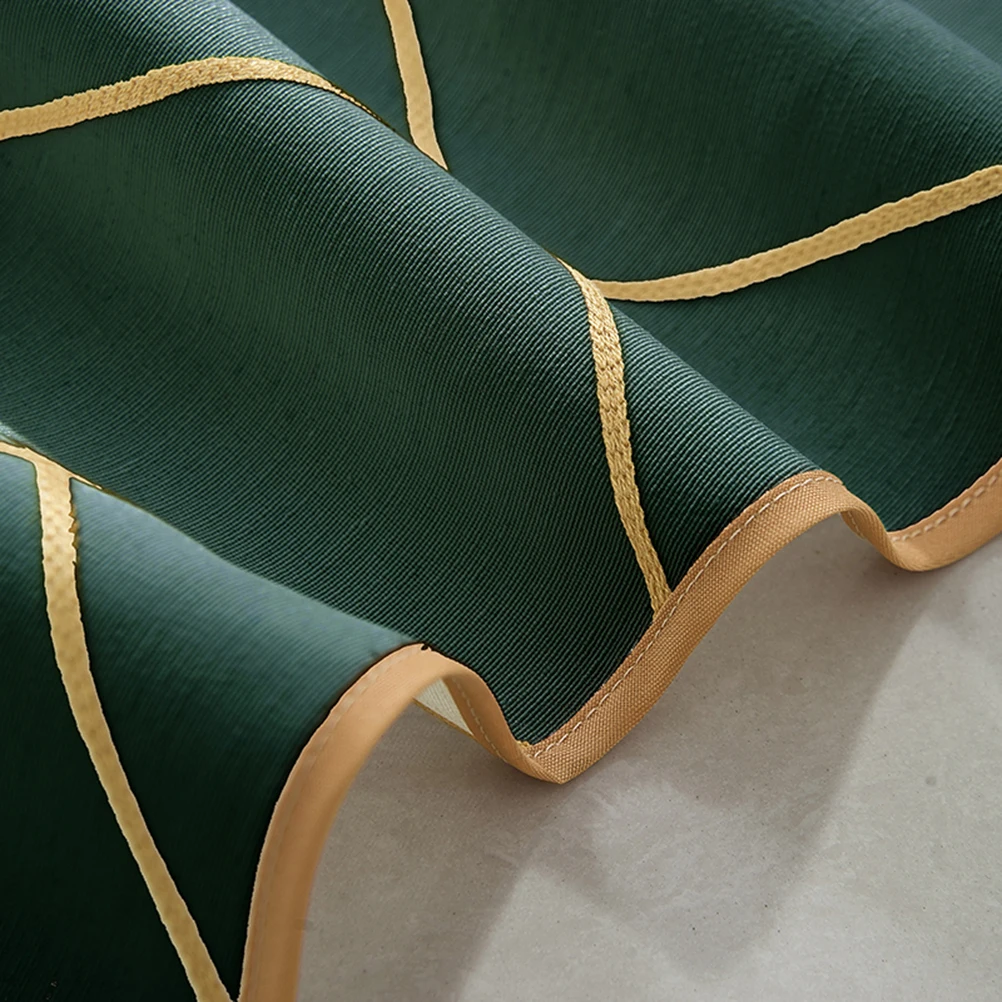 

Short Curtains Window Curtains Household Decorative Kitchen Cabinet Door Vintage Simple Design Geometric Dark Green