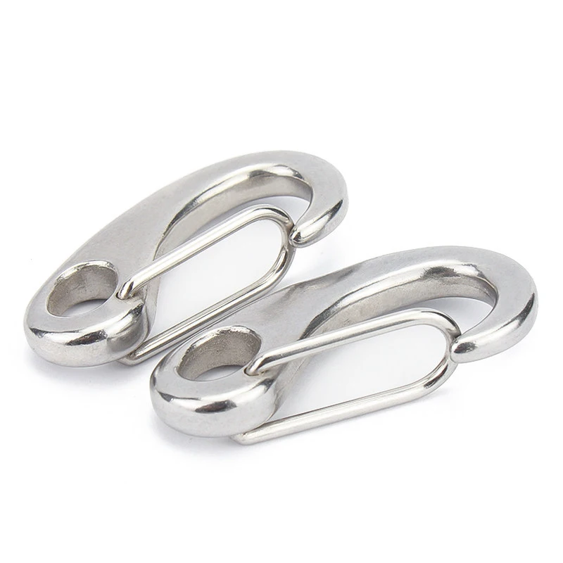 304 Stainless Steel Egg Spring Snap Shackle JB8112, Quick Open Safety Spring Hook For Marine Rigging Lifting Connection M30~M100