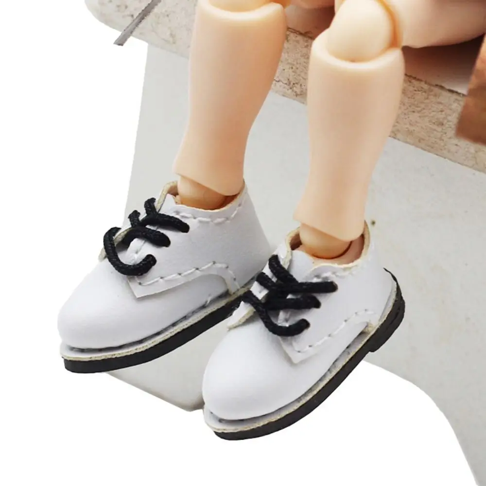 1 Pair Multiple Colour PU Leather Shoes Ob11 DOD 1/12 Bjd Doll 15cm Labubu Shoes For Body9, GSC, YMY,Molly Doll