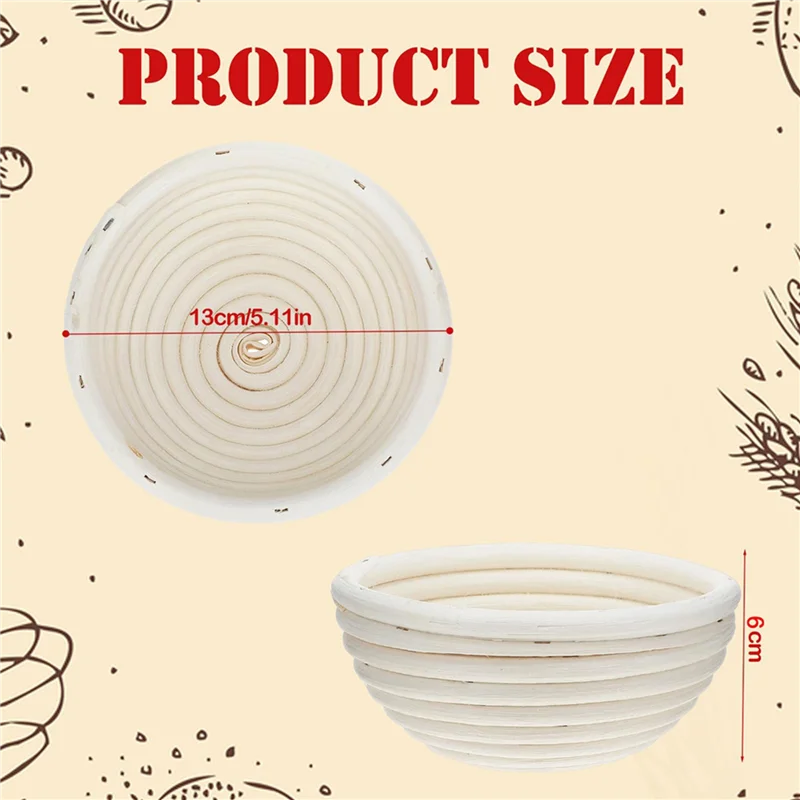 ABUL-12Pcs cesta de prueba de pan Banneton de 5 pulgadas, cuencos redondos para masa fermentada con revestimiento extraíble
