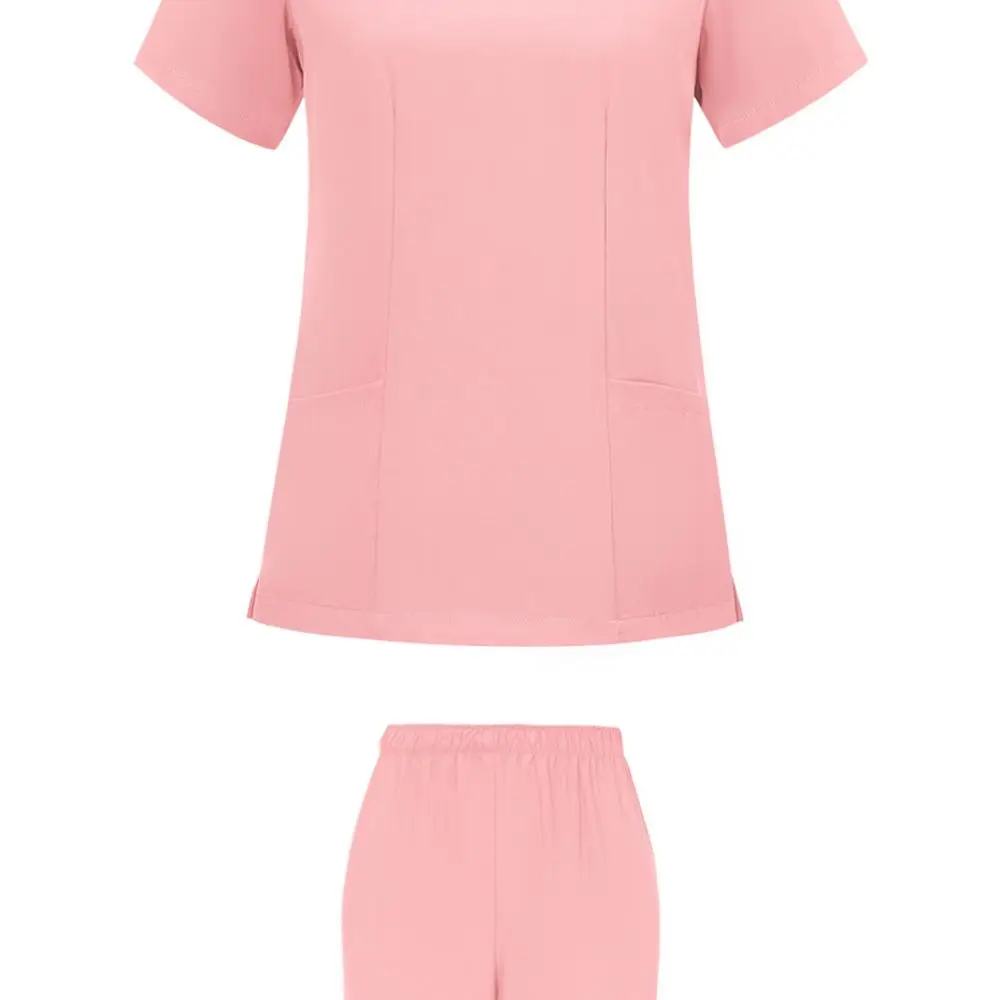 For For HZMNOI Comfortable Unisex Medical Scrub Suit Short Sleeve V Neck Uniform Elastic Breathable Workwear Dental Clinic