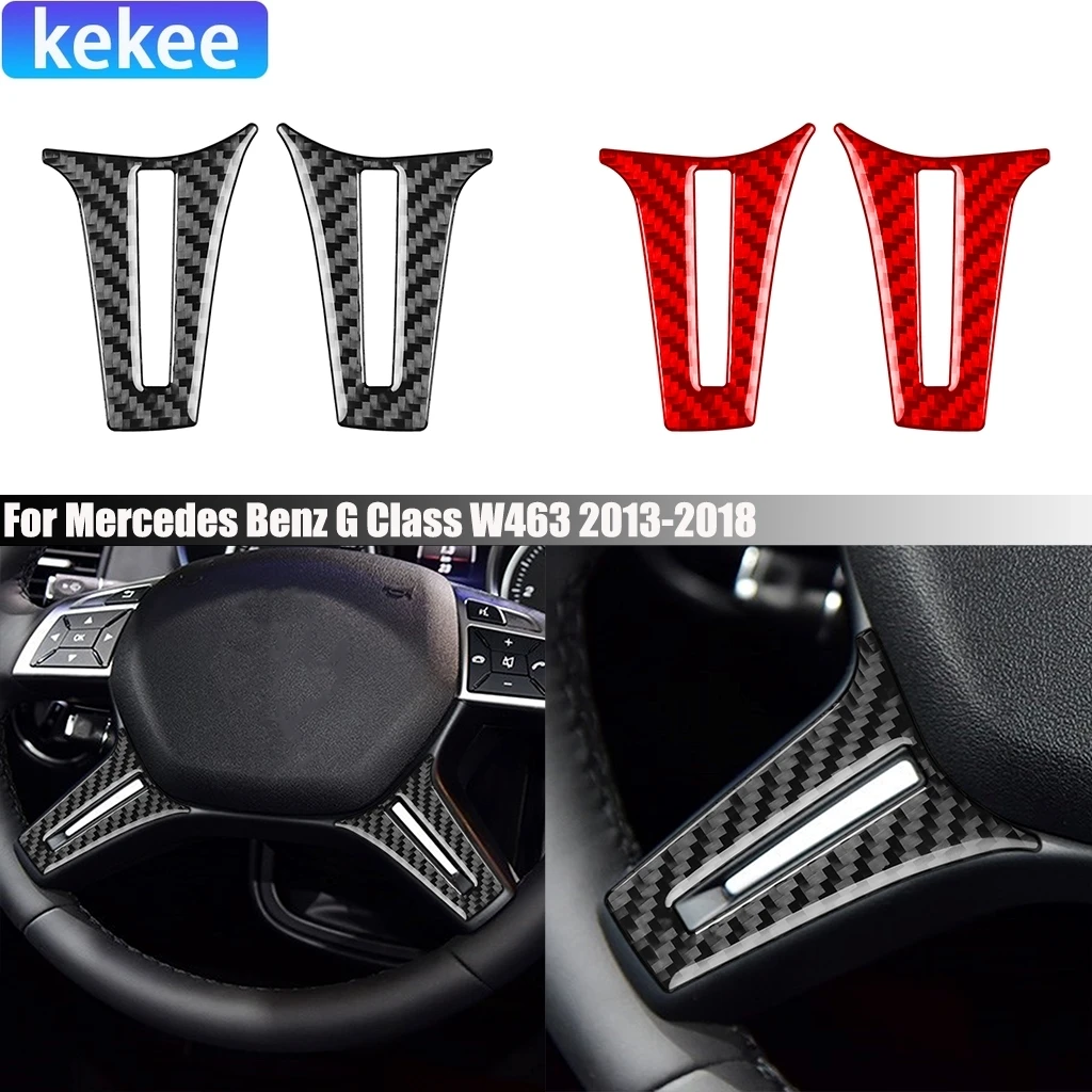 

Carbon Fiber Driver Wheel Decorative Panel Cover Sticker Car Accessories Interior Trim For Mercedes Benz G Class W463 2013-2018
