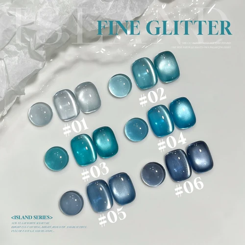 Imagen 2 del producto 12ML 1 Uds verano y otoño isla cuentas de vidrio imán ojo de gato Gel esmalte de uñas uñas azules suministros para decoración de uñas