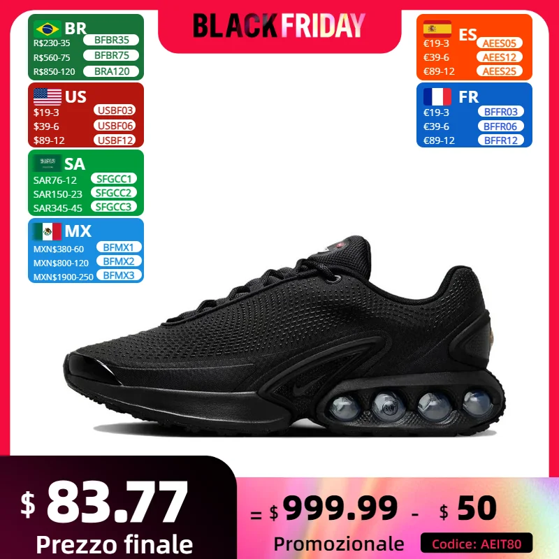 Nike new listing black Air Max Dn Low men's fashion casual running shoes comfortable simple shock absorption sneakers