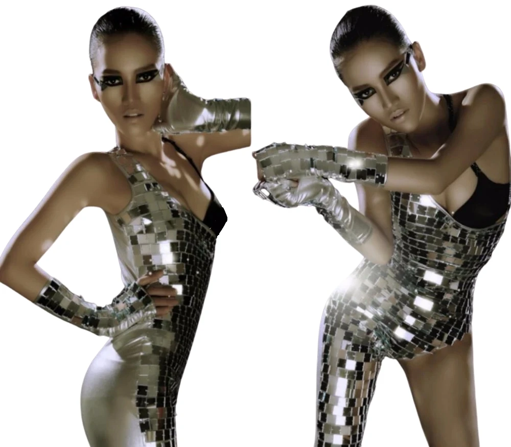 เซ็กซี่หญิงกระจกเครื่องแต่งกายBodysuitsผู้หญิงเต้นรําสวมใส่DisfrazฮาโลวีนMujer