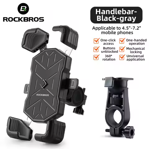 ROCKBROS Bicycle Phone Holder Motorcycle Electric Vehicle Phone Holder 4.5-7.2 inch Mobile Phone Stand Shockproof Bike Bracket