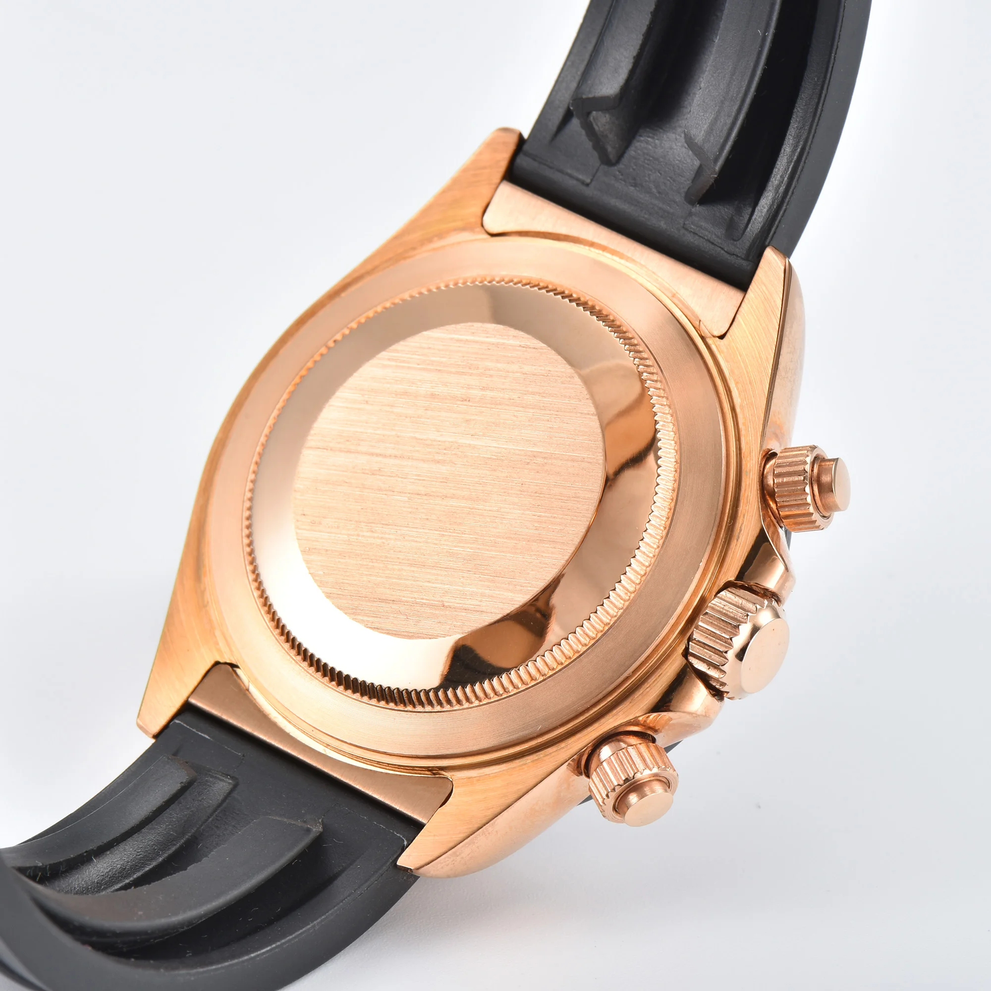 ساعة رياضية رجالية باللون الذهبي الوردي 39 ملم للرجال VK63 ساعة كرونوغراف من الفولاذ المقاوم للصدأ الياقوت مقاومة للماء 10ATM حافظة صلبة مضيئة