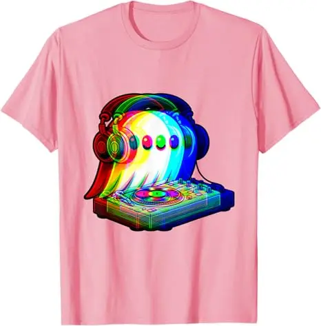 House Music Ghost Dj Optical Illusion EDM Halloween Rave DJ T-Shirt Humor Lustiges Rock Grafik Outfit Kurzarmblusen Y2k Top – Detail 3