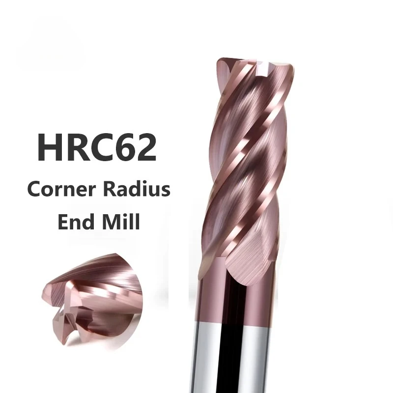 HRC70 HRC62 4 المزامير كربيد نهاية مطحنة R Bullnose R0 5 R1 R2 R3 70 درجة أداة قطع المعادن بالقطع