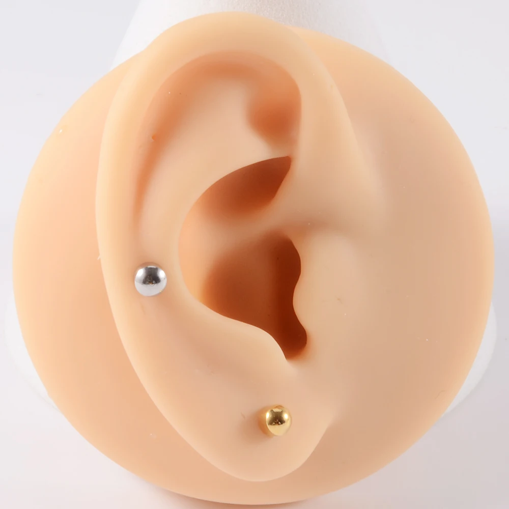 Tuerca de cartílago SteelTragus quirúrgico, Gema CZ de 3 y 4mm, Piercing de oreja para pistola de perforación de oreja, 12 pares