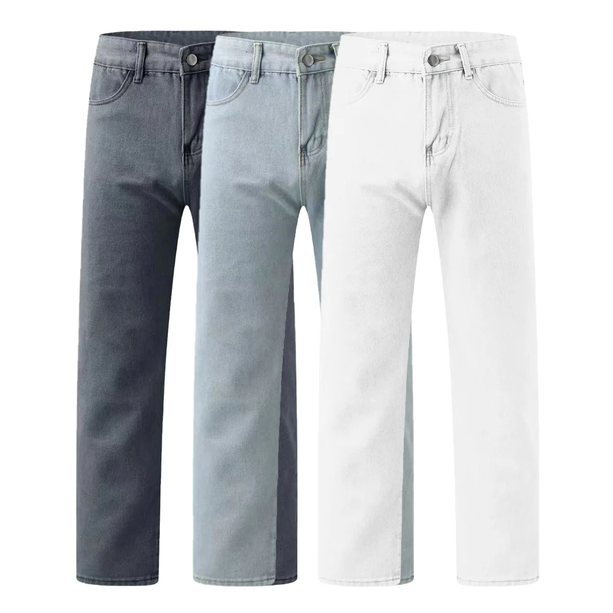 

Men's Retro Slim Fit Denim Pants Spring Summer 2025 Loose Straight Leg Washed With Water Available in Blue Black White Colors