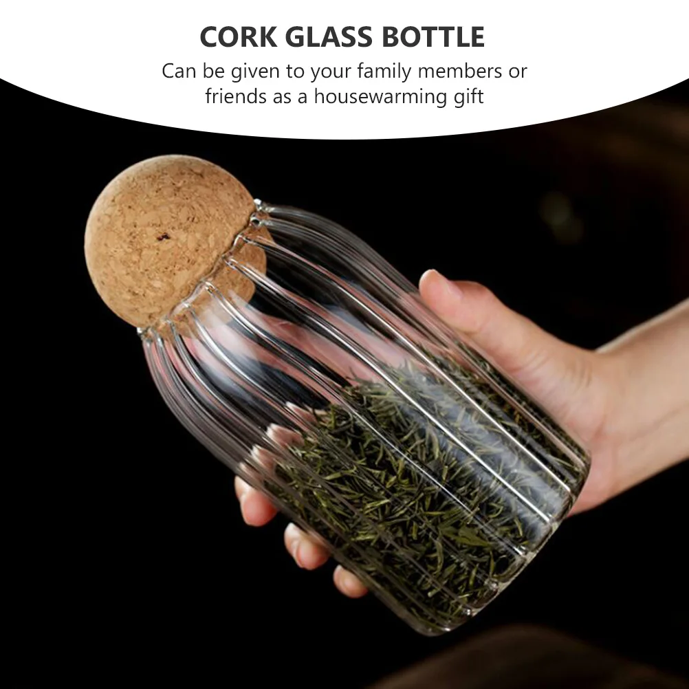 

Stylish Transparent Cork Glass Bottle Large Tea Jar Storage Can For Kitchen Pantry Organization
