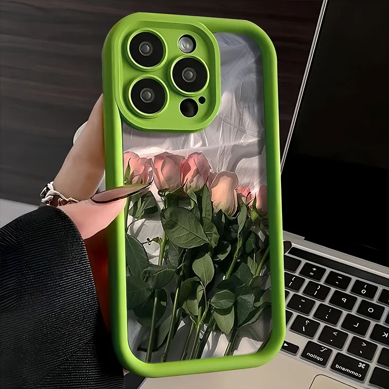 Obraz olejny biały kwiat róży silikonowe etui na telefon iPhone 11 etui iPhone 12 13 14 15 Pro Max XS XR 78 Plus SE 2020 etui