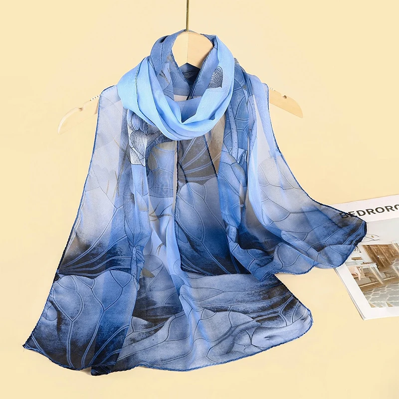 50*160cm Fashion Summer Women Beach Scarf Floral Designer Chiffon Silk Shawls Luxury Headband Wraps Sunscreen Hijab