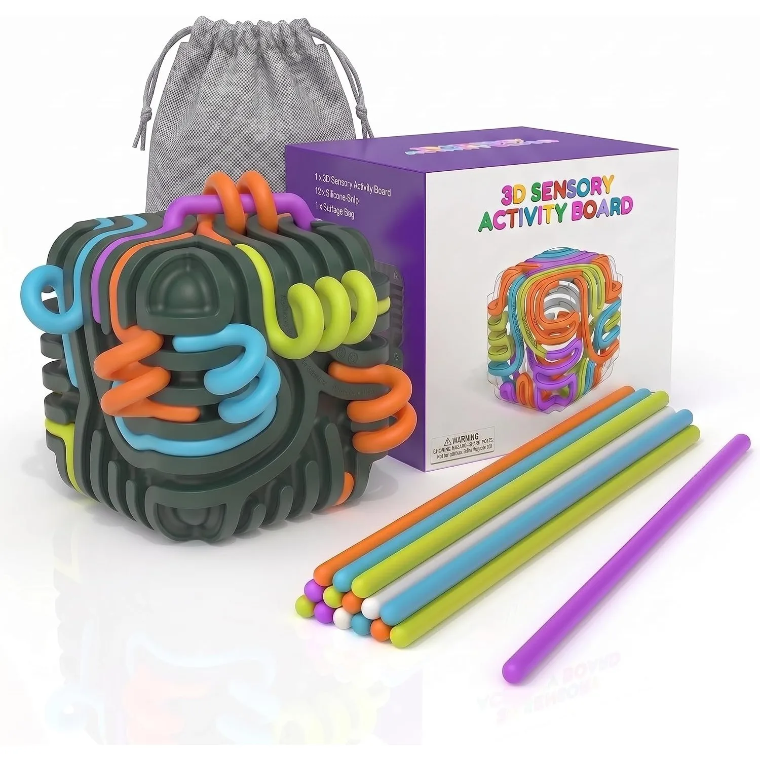 Sensory Activity Board Cube Fidget Toys Zero Noise for Car Rides & Airplane -Autism ADHD Calming Toy Stuffers for Kids & Adults