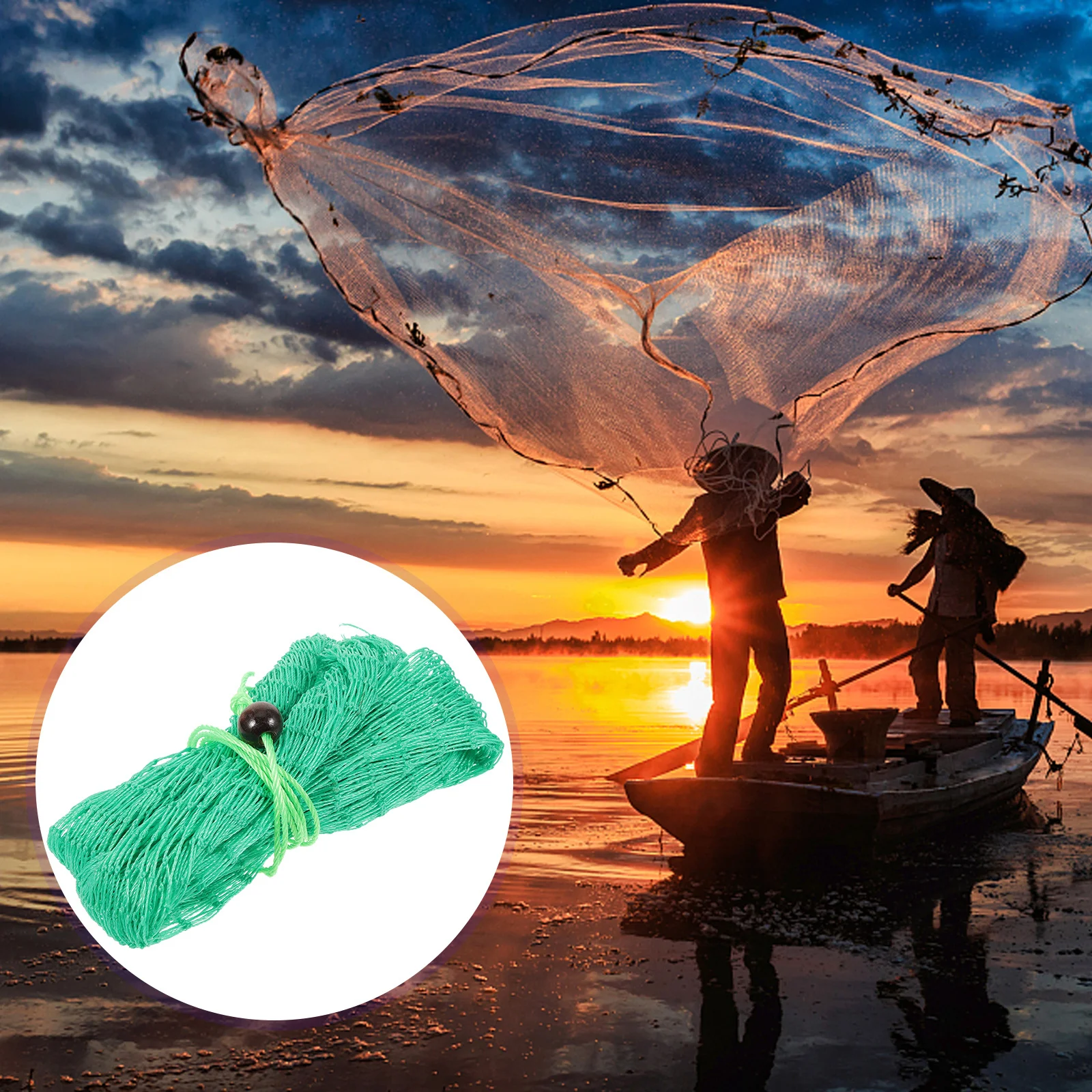 

Portable Fishing Net Bag with Drawstring Heavy Duty Nylon Material Large Capacity Fish Catching Outdoor Diving Fishing Mesh
