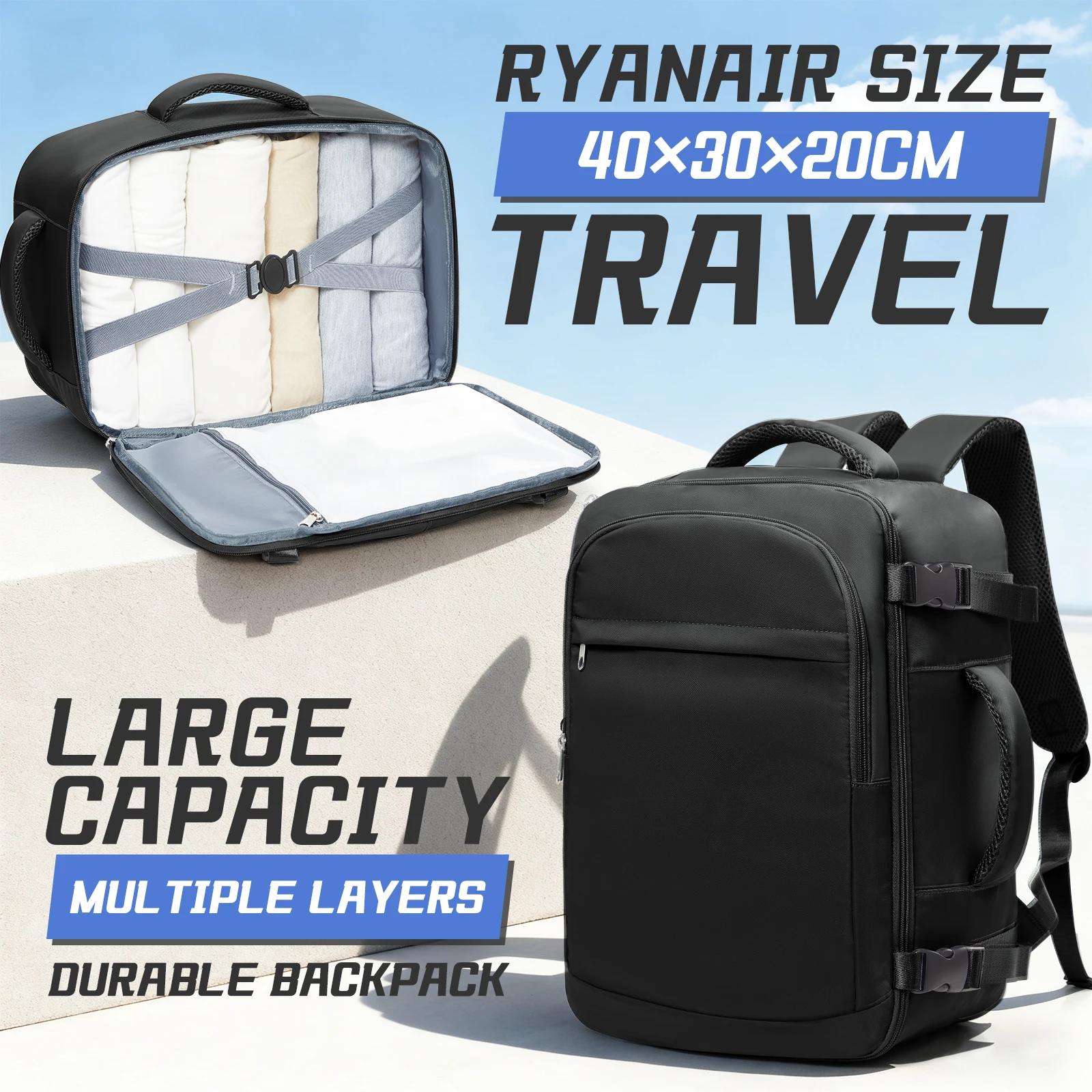 여성용 남성용 여행용 백팩, 라이언에어 기내 수하물 40x30x20, 위즈 에어 다기능, 대용량 백팩 이지젯