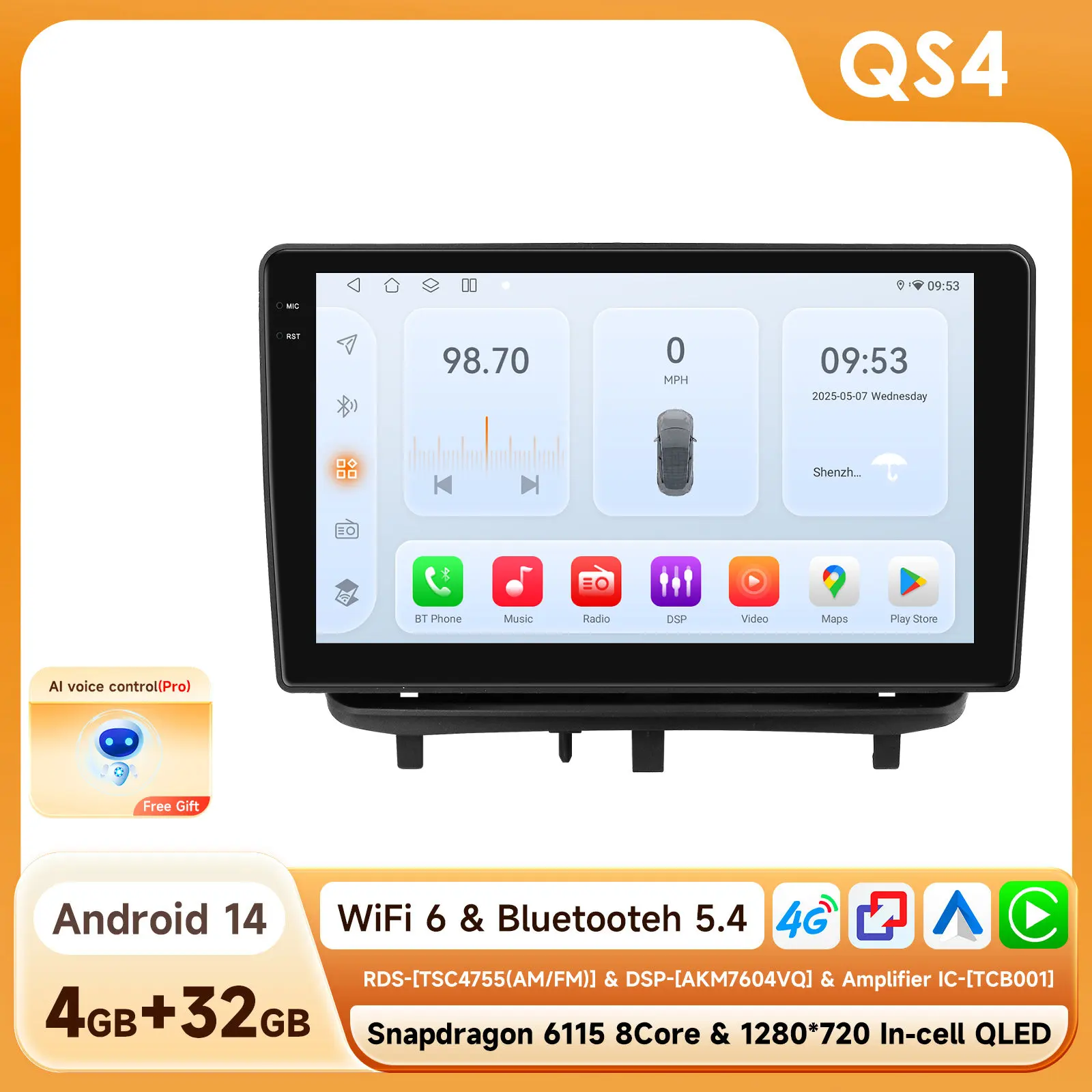 Carplay 4G 2Din Android 14 Autoradio voor Opel Corsa D 2007-2012 Hatchback Van Multimedia Video GPS DSP AI Intelligente Speler RDS