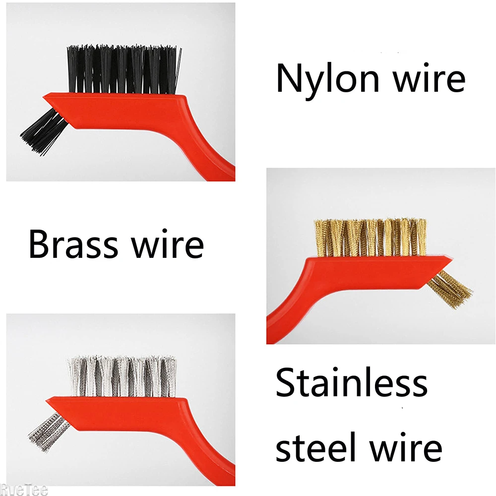 Mini 3-Piece Kitchen Brush Set - Steel Wire Cleaning Tools for Gas Hoods & Cooktop Grease Removal