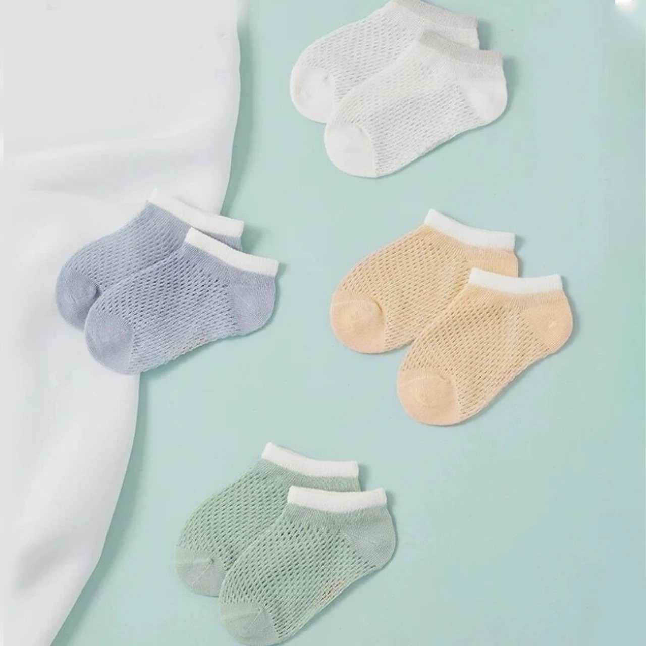 

4Pair Summer Baby Mesh Socks Loose-Fit Breathable Toddler Cotton Sock Solid Color Infant Short Sock 0-4Year Children Footwear