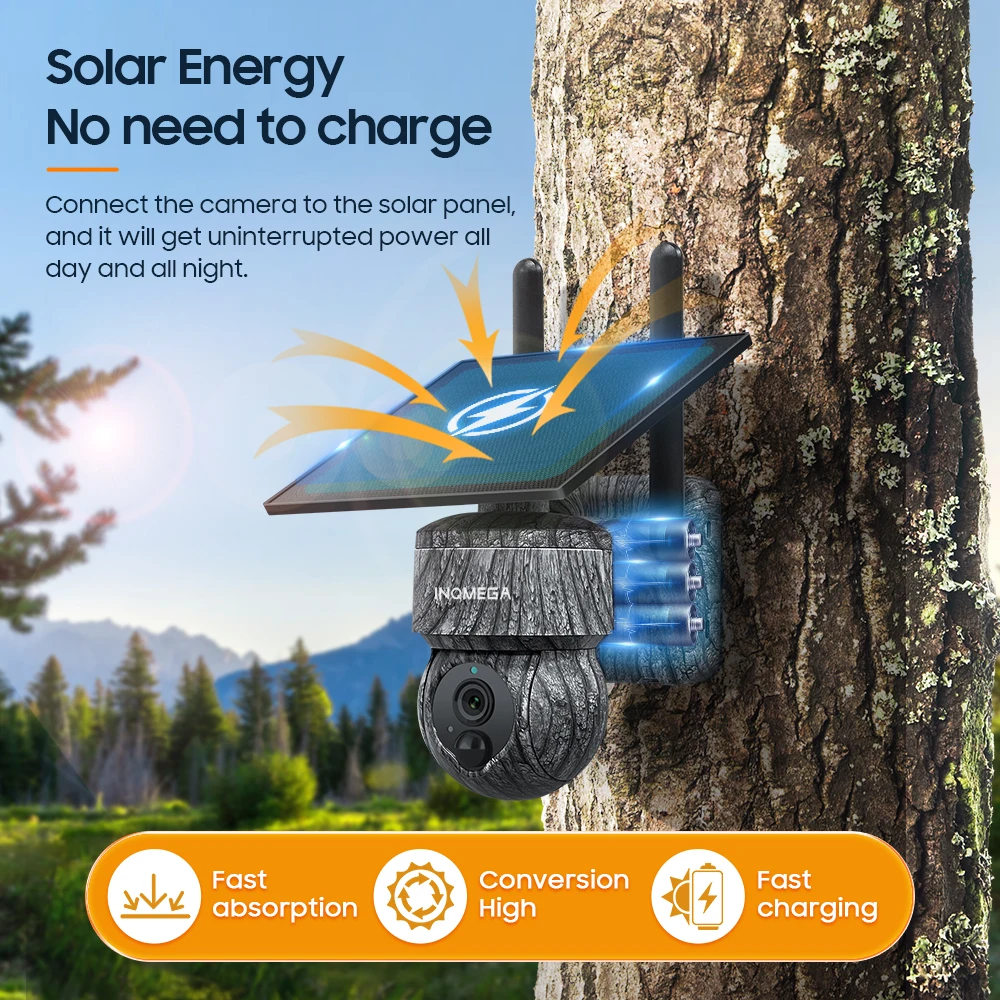 UBOX 5MP 4MP WIFI Wireless PTZ Solar Camera 4G SIM With Solar Panel Two Way Audio Recording Humanoid Dection in Forest / Farm
