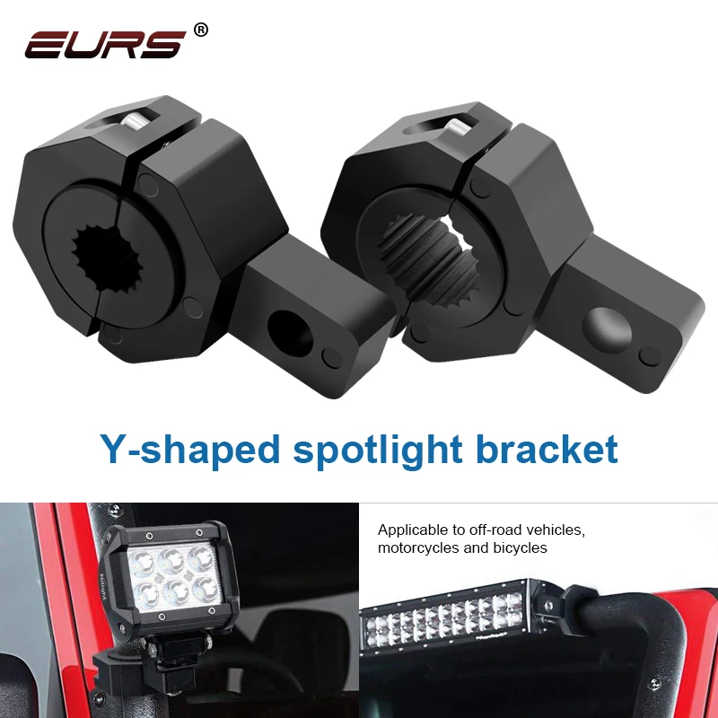 For Motorcycle Off-road Jeep Wrangler JK,0.75inch-1.25inch Round Pipe Clamp Bracket LED Work Light Y Brackets Bumper Mounts Kit