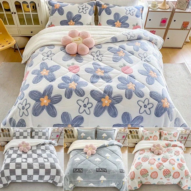 

Colorful 3pcs Set Single Twin Bedding Sets, Floral Duvet Comforter Set, Fluffy Comforter Covers, Flowers Clouds Duvet Ultra Soft