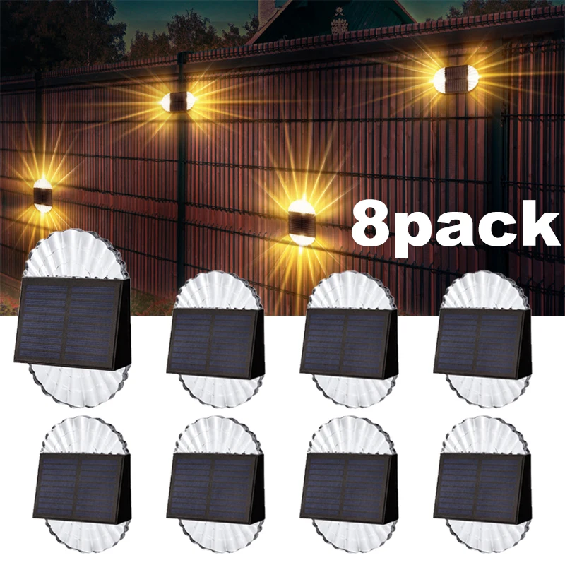 

Solar Deck Lights Outdoor 8 Pack Solar Step Light Waterproof Solar Fence Lights for Patio Stairs Post Pathway Garden Decor