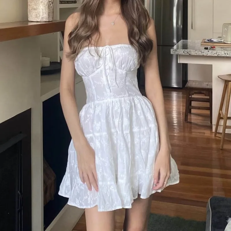 

Spring and Summer New Wrapped Lace Solid Color Sleeveless Dress Waist Lace Sexy Dress