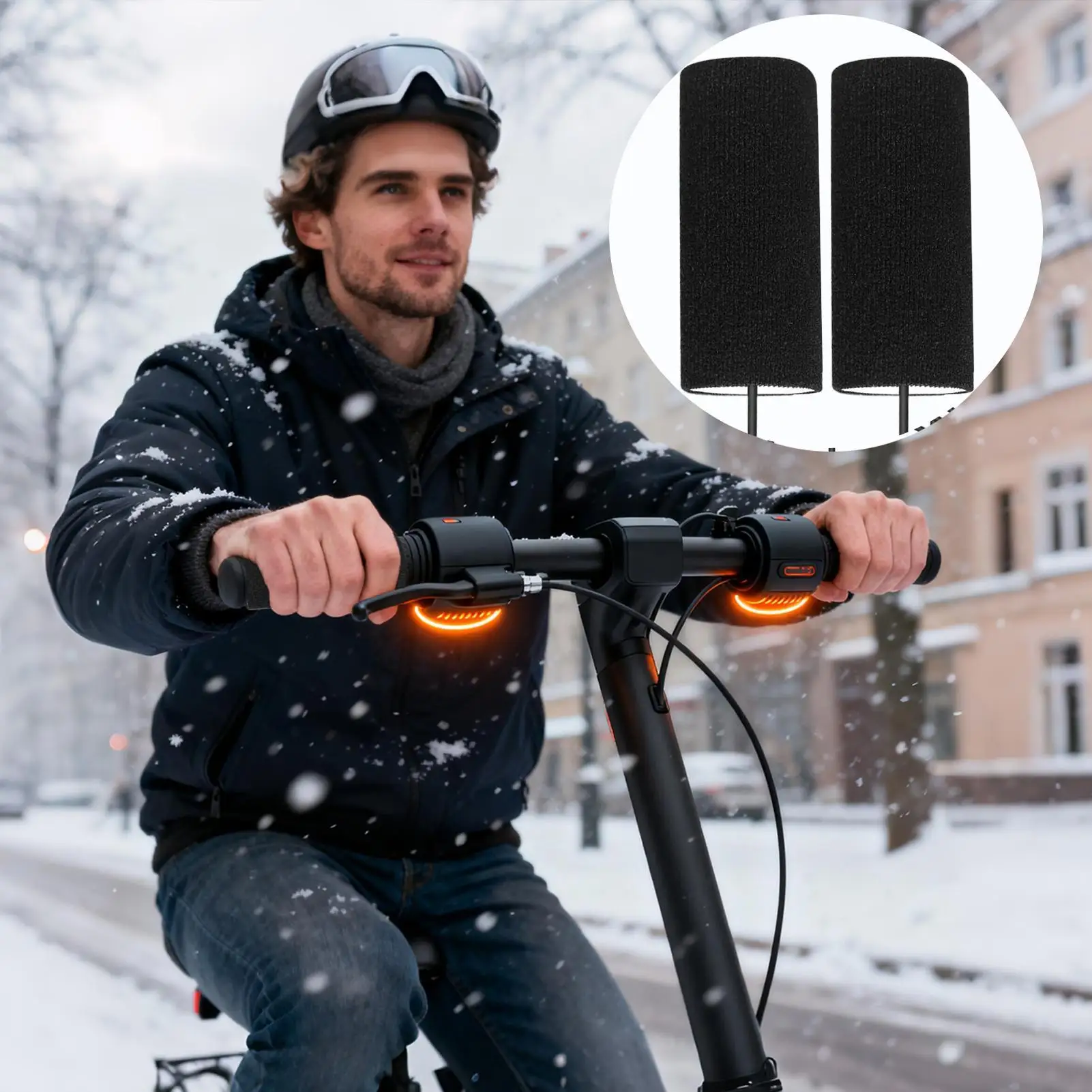 1 par de cubiertas de agarre calefactables para motocicleta, manillar calefactor de invierno, cubiertas de mango calefactor para patinete eléctrico para adultos, hombres y mujeres