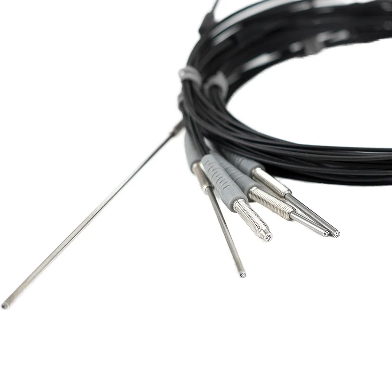 LSD-RC310 NPN/PNP Coaxial Diffuse Reflection Fiber Sensor Stainless Steel M4 Curved Type Suitable for Detecting All Objects