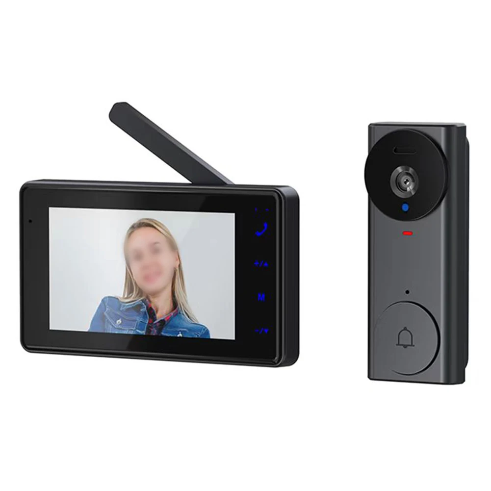 HD Video Doorbell Smart Doorbell 10.8*4*1.8cm 4.3 Inch Touch Screen Doorbell 120 Wide Angle 300 Meters Distance