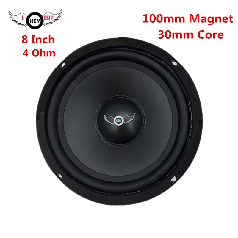 1pc  8 Inch Car Midrange Powerful 400W 4 Ohm Black Rubber Edge Injection Cone Woofer Universal Speakers