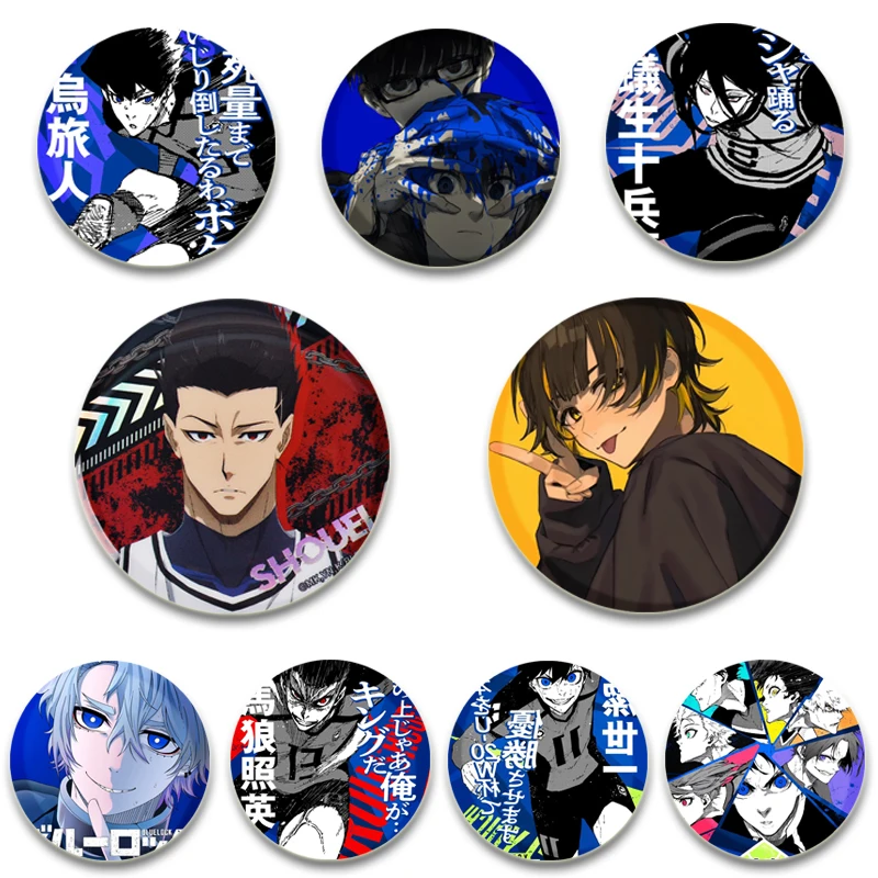 Anime Blue Lock Round Pins Cartoon Character Bachira Meguru Isagi Yoichi Chigiri Hyouma Badges Cosplay Brooch Decor Clothes Hat