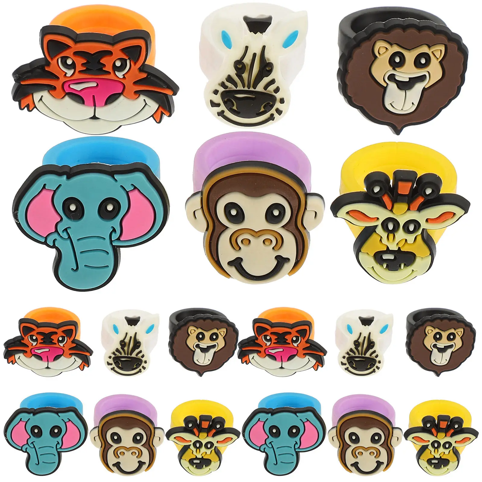 

25pcs Forest Animals Rings Cute Animal Party Favors Goodie Bags Stuffers Chunky Finger Rings For Kids Adults Decor Colorful Ring
